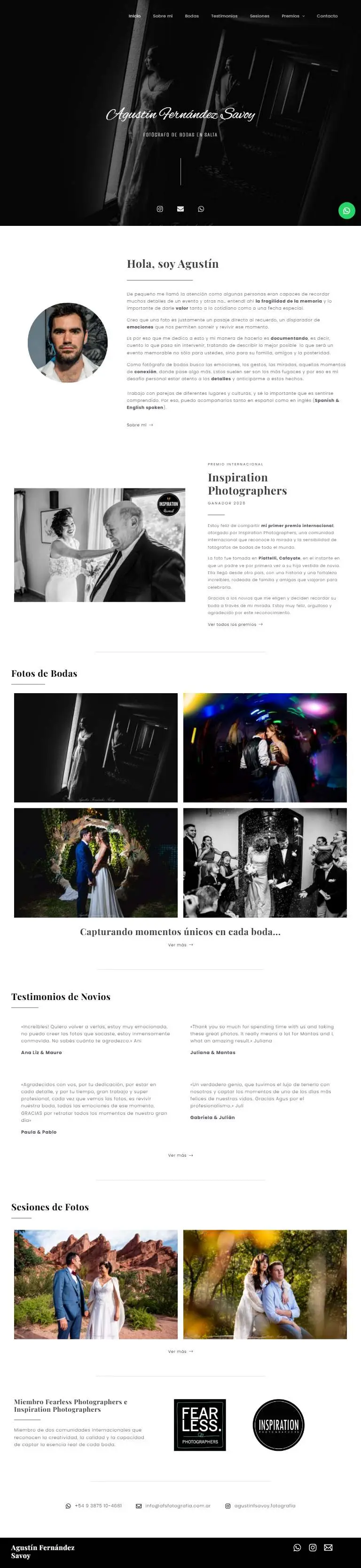 Vista previa del sitio de Agustín Fernández Savoy · Fotografía