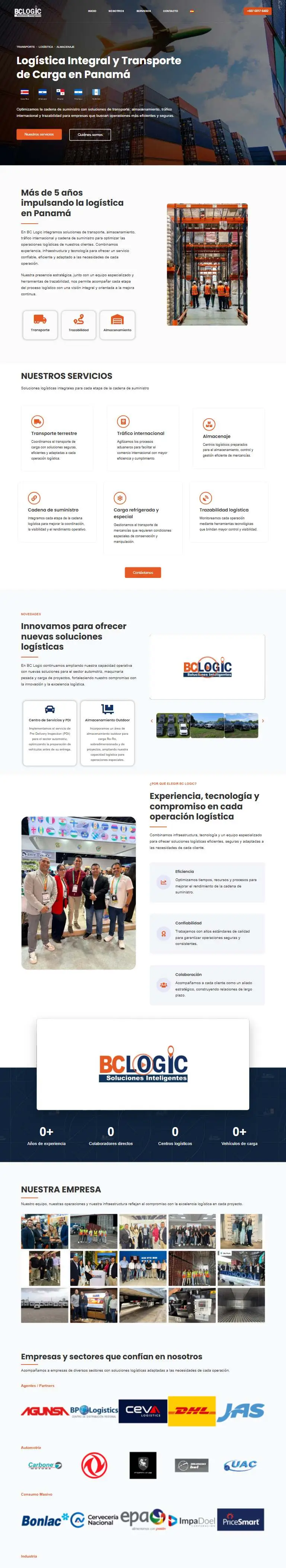 Vista previa del sitio de BC Logic Panamá