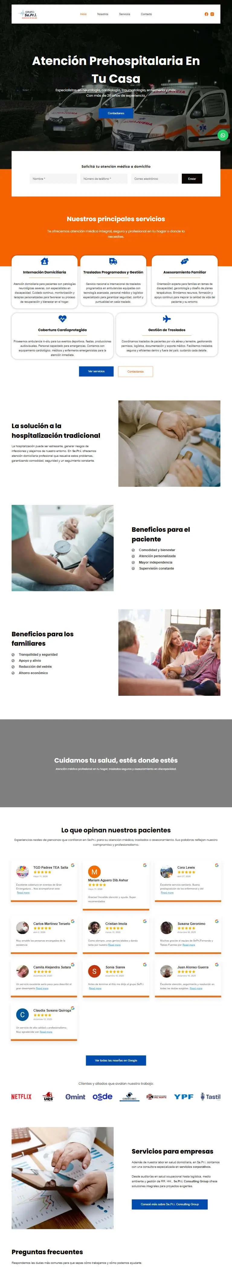 Vista previa del sitio de Se.Pr.i. Agencia de Salud