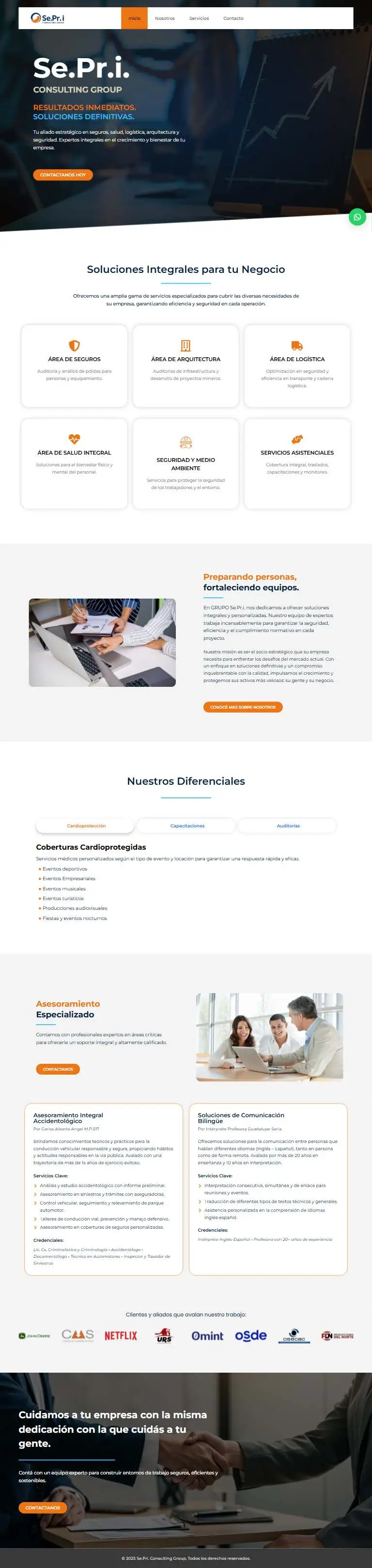 Vista previa del sitio de Se.Pr.i. Consulting